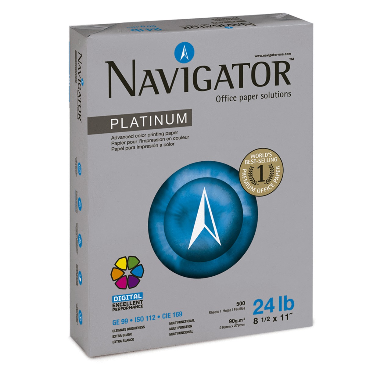 Papel Bond Carta Navigator Platinum / Paquete 500 hojas blancas