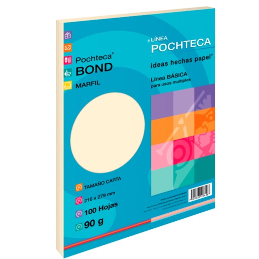 Papel Bond Carta Pochteca / Paquete 100 hojas marfil