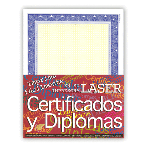 Papel Impreso para Certificados y Diplomas Q Productos / 50 hojas / Carta / Azul