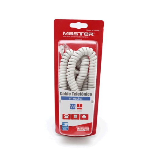 CABLE TELEFONICO MASTER MC-PHONE7 (7 M, BLANCO)