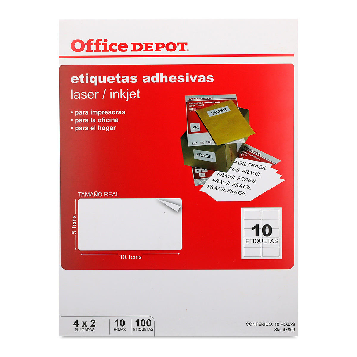 Etiquetas Adhesivas para Impresión Office Depot  x  cm Blanco 100  etiquetas | Office Depot Mexico