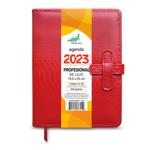 Agenda Profesional de Lujo con Textura y Broche 2023 Hazel / Rojo
