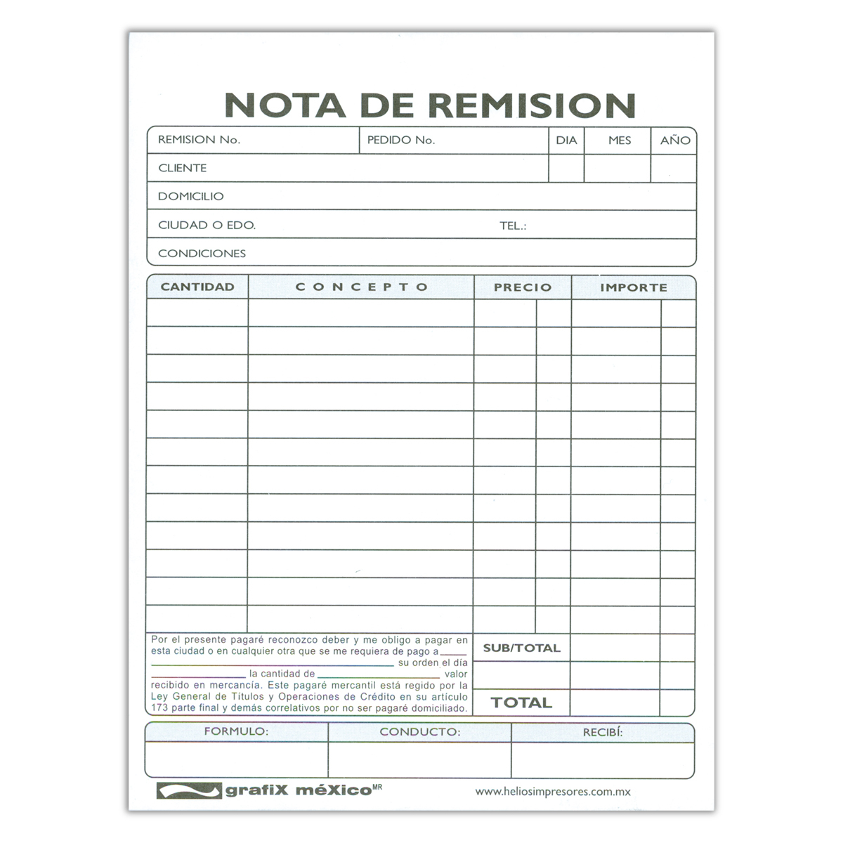 NOTA DE REMISION GRAFIX AUTOCOPIANTE (3 PZS.)