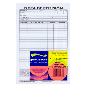 NOTA DE REMISION GRAFIX (1/2 CARTA, 3 PZS.)