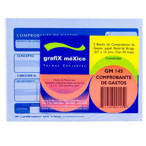 COMPROBANTE DE GASTOS GRAFIX (50 HOJAS, 3 PZS.) COMPROBANTE DE GASTOS GRAFIX (50 HOJAS, 3 PZS.)