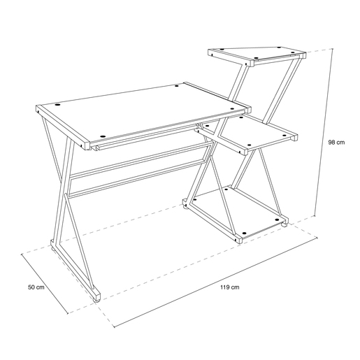 Escritorio para Oficina Red Top FID0746R / Negro / Metal / Cristal