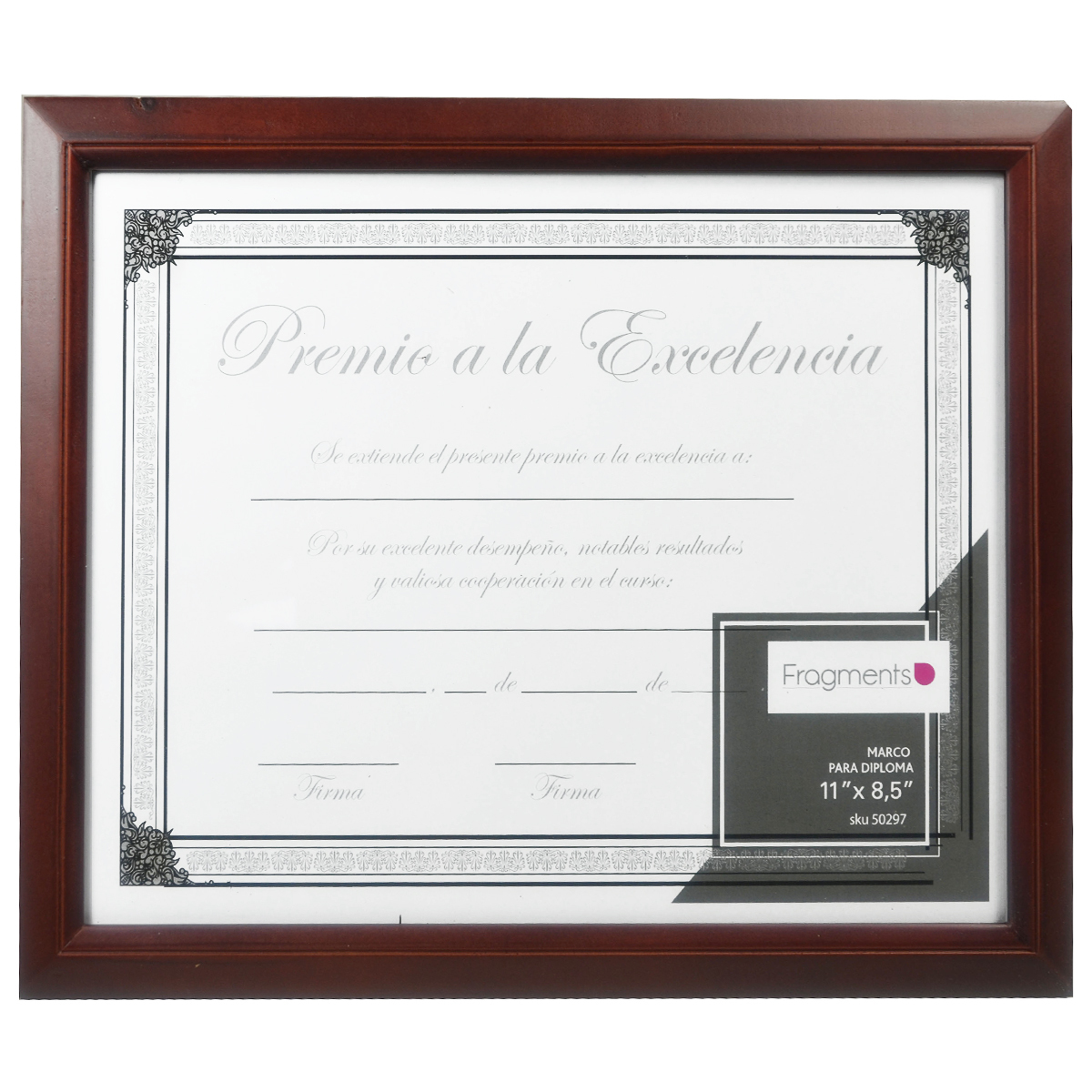 Marco para Diploma Fragments / Horizontal / Madera / 27.9 x 21.6 cm / Café