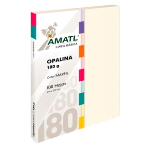 Papel Opalina Pochteca Amatl / 100 hojas / Carta / Marfil / 180 gr