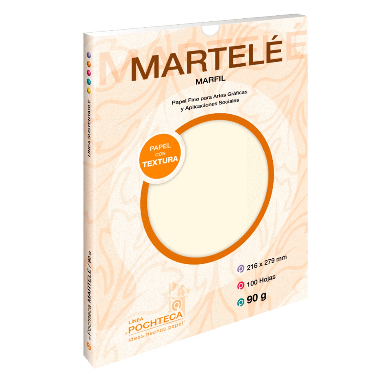 Papel Texturizado Pochteca Martelé / 100 hojas / Carta / Marfil / 90 gr