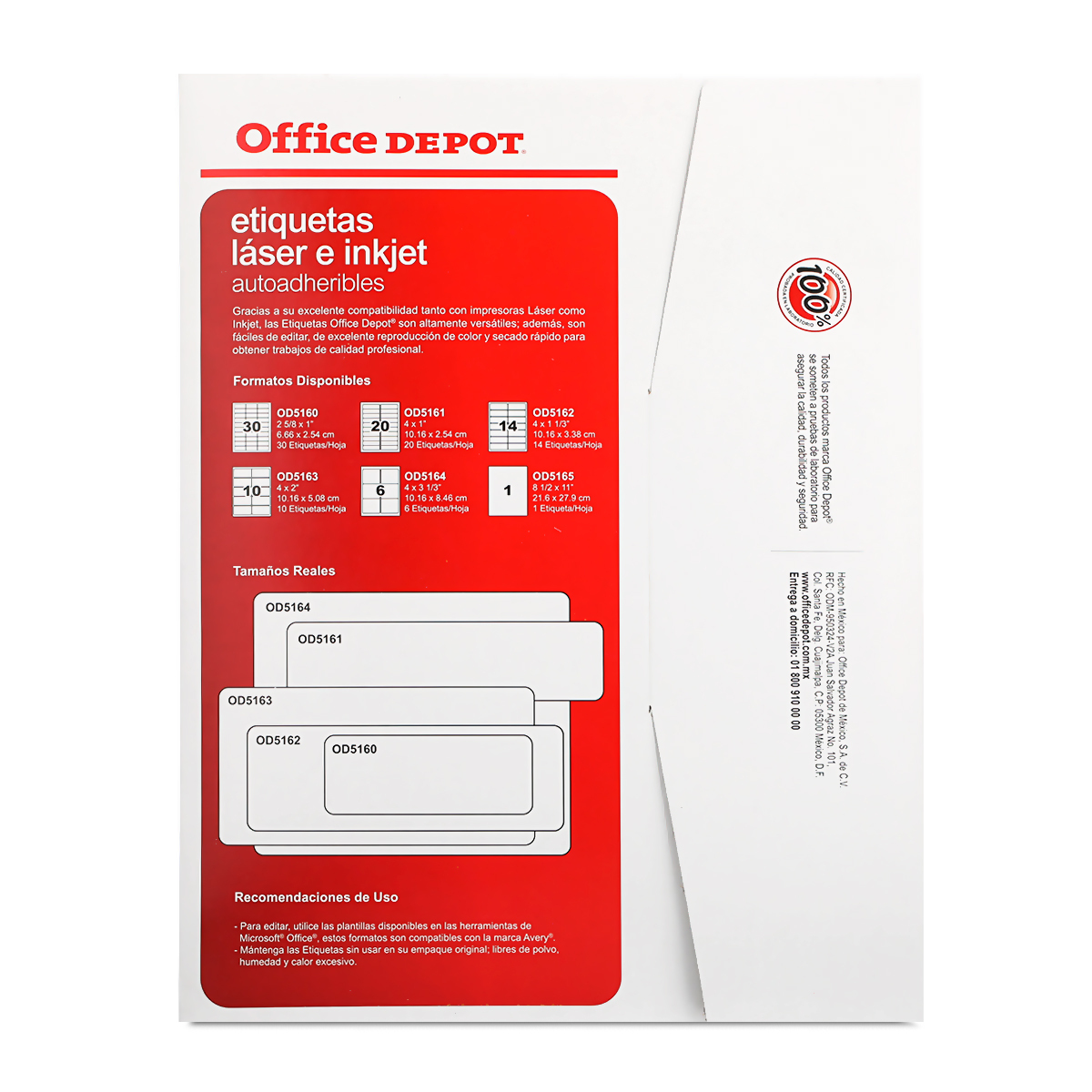 Etiquetas Adhesivas para Impresión Office Depot  x  cm Blanco 750  etiquetas | Office Depot Mexico