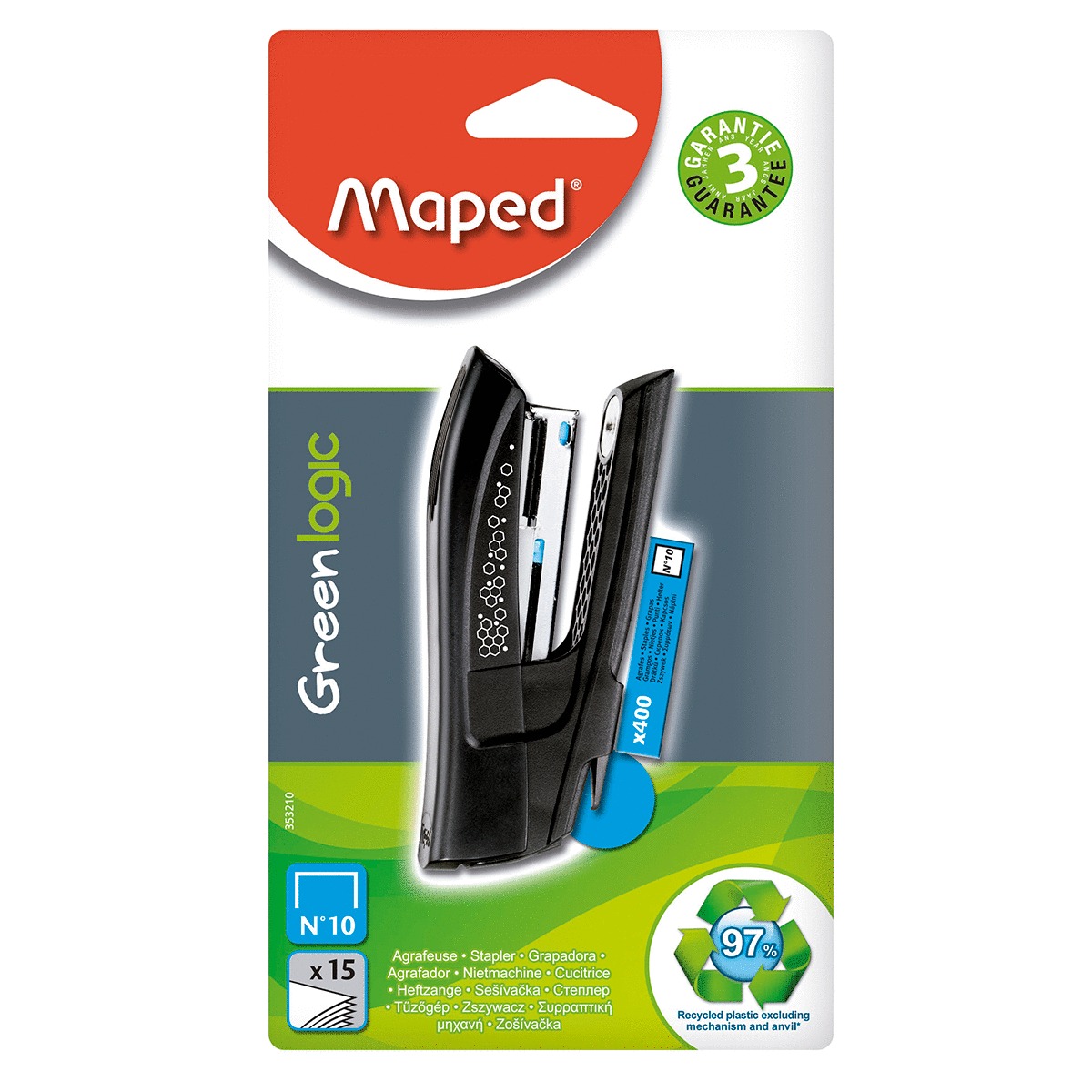 Engrapadora Pocket Maped Green Logic Negro