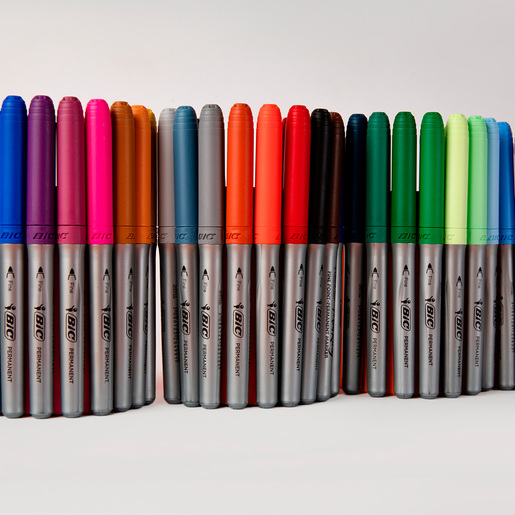 Marcadores Permanentes Bic Marking / Punta redonda fina / Colores surtidos / 36 piezas