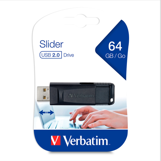 Memoria USB Tipo A Verbatim Slider 64GB Negro