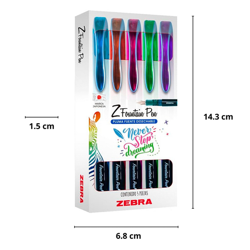 Plumas Fuente Desechable Zebra Z Fountain Punto Fino 5 piezas