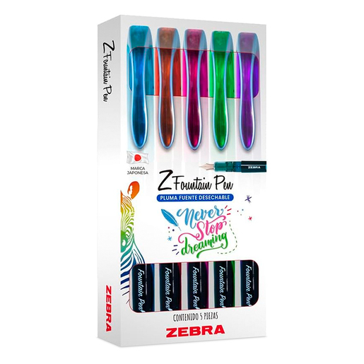 Plumas Fuente Desechable Zebra Z Fountain Punto Fino 5 piezas