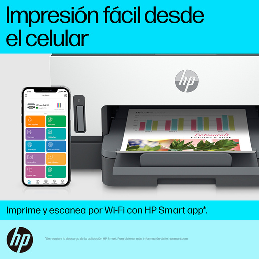 Impresora Multifuncional HP Smart Tank 720 Tinta Continua Color WiFi HP Smart App Bluetooth USB Dúplex Automático
