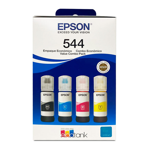 Botellas de Tinta Epson T544 / T544520-4P / Colores surtidos / 4500 páginas / EcoTank / 4 piezas 