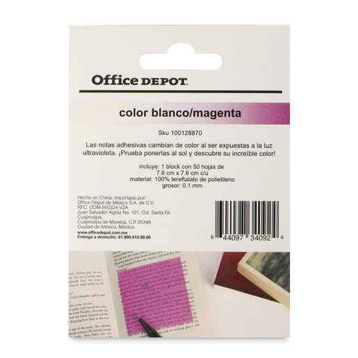 Notas Adhesivas Office Depot 50 hojas Rosa/Azul Semitransparente