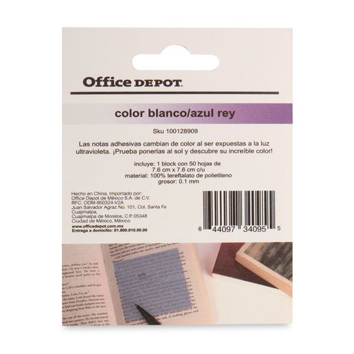 Notas Adhesivas Office Depot 50 hojas Morado/Azul Semitransparente