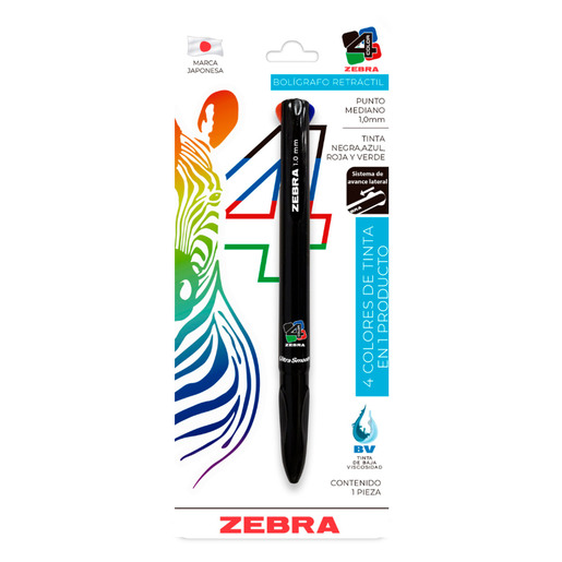 Bolígrafo Retráctil Zebra 4 en 1 Punto Mediano