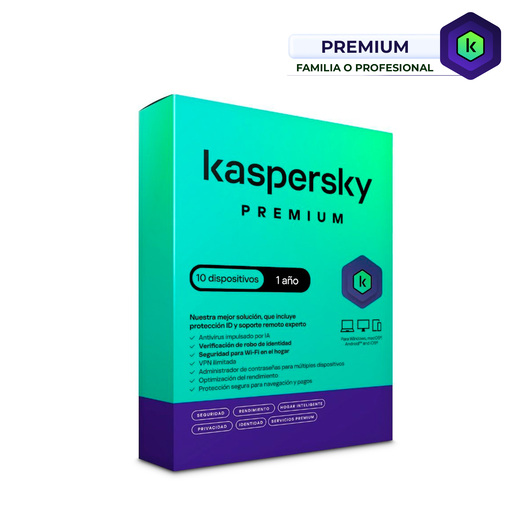 Antivirus Kaspersky Premium 10 Dispositivos 1 Año