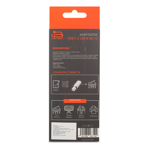 Adaptador USB C a USB B Recto DBugg