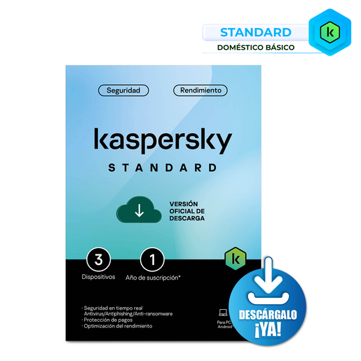 Antivirus Kaspersky Standard 3 Dispositivos 1 Año Descargable