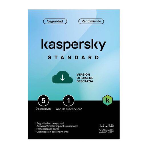 Antivirus Kaspersky Standard 5 Dispositivos 1 Año Descargable