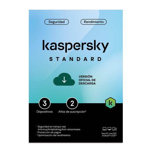 Antivirus Kaspersky Standard 3 Dispositivos 2 Años Descargable