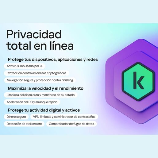 Antivirus Kaspersky Plus 5 Dispositivos 2 Años Descargable