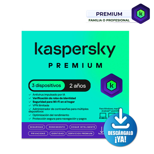 Antivirus Kaspersky Premium 3 Dispositivos 2 Años Descargable