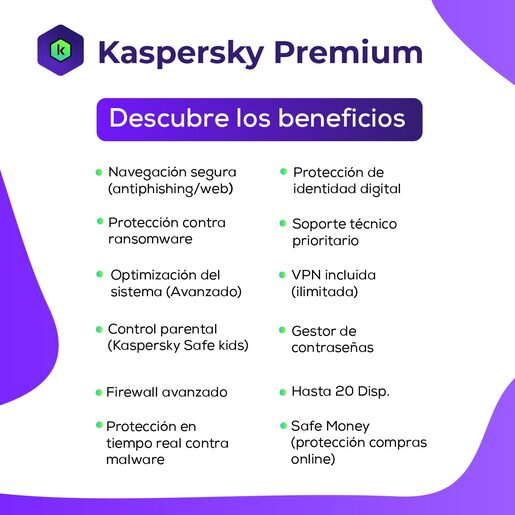 Antivirus Kaspersky Premium 5 Dispositivos 2 Años Descargable