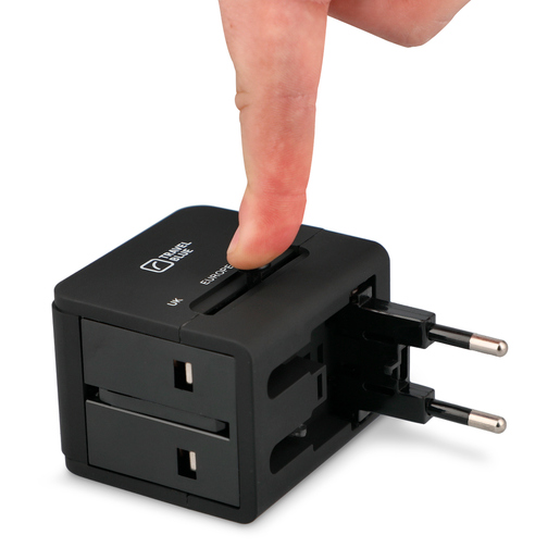 Adaptador Mundial de Viaje Travel Blue Negro