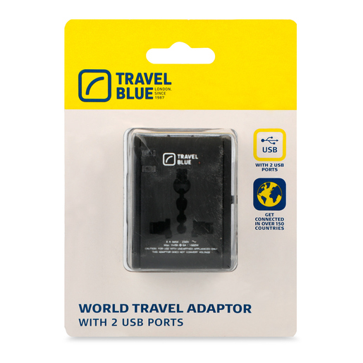 Adaptador Mundial de Viaje Travel Blue Negro