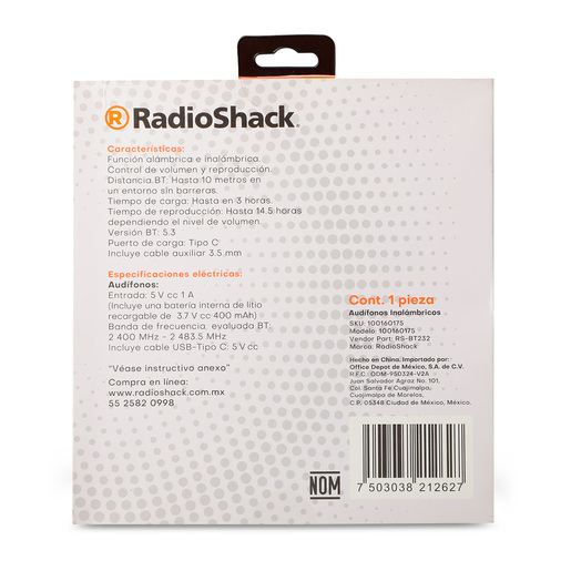 Audífonos Inalámbricos RadioShack BT232 Negro