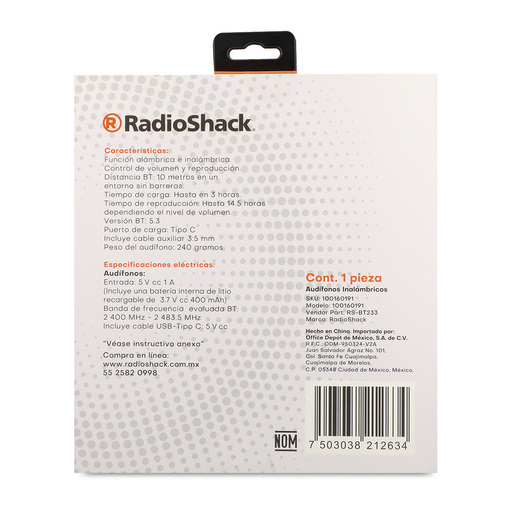 Audífonos Inalámbricos RadioShack BT233 Negro