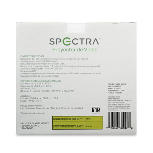 Proyector Spectra YG351 1920 x 1080px 150 Lúmenes ANSI Negro