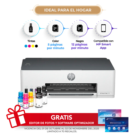 Impresora Tinta Continua HP Smart Tank 210 Color Wi-Fi