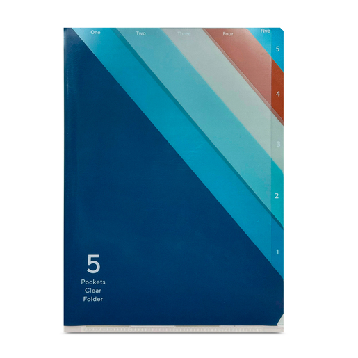 Folder Esquela Office Depot 5 compartimientos Azul