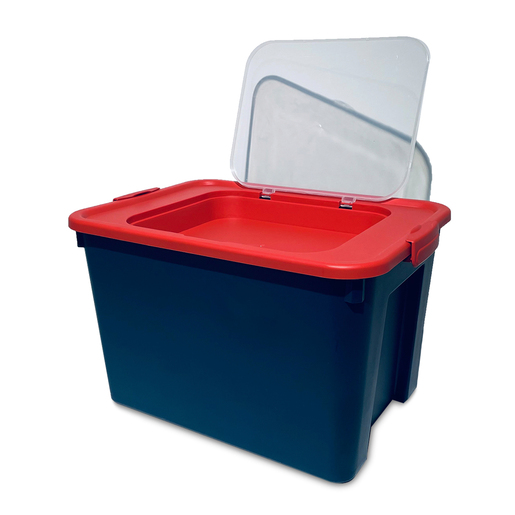 Caja de Plástico con Tapa Office Depot 20 L Azul con Rojo
