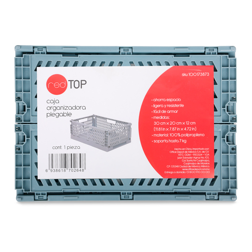 Caja de Plástico Red Top Plegable Mediana Azul