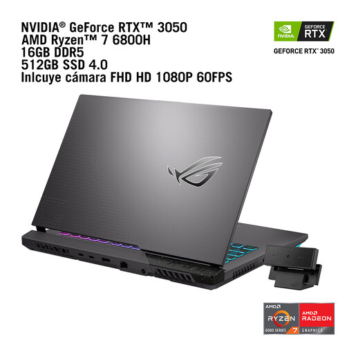 Laptop Asus Rog Strix 15 GeForce RTX 3050 AMD Ryzen 7 15.6 pulg. 512gb SSD 16gb RAM