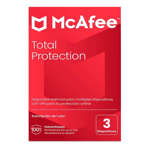 Antivirus McAfee Total Protección Licencia 1 año 3 Dispositivos