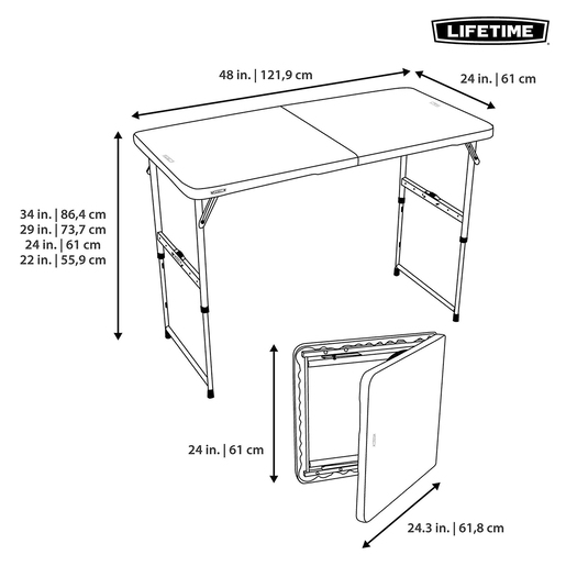 Mesa Rectangular Lifetime 120 x 61 cm Negro