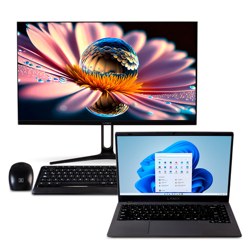 Bundle Laptop Lanix Xbook Go Intel Celeron 14 pulg. 128gb SSD 4gb RAM más Monitor LX215 21.5 pulg. Mouse y Teclado