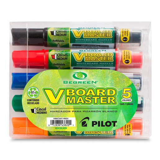 Marcadores para Pizarrón Blanco Pilot VBoard Master 5 piezas