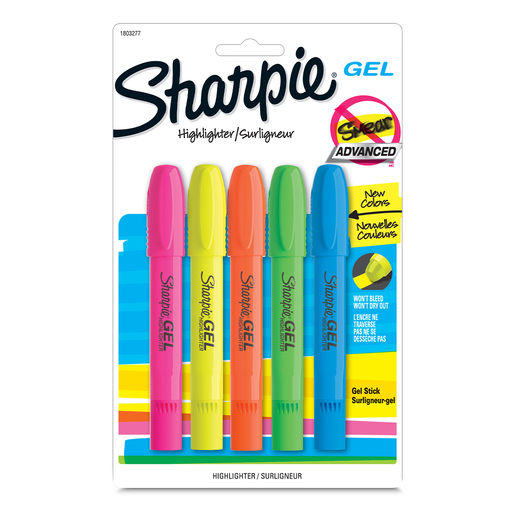 Marcatextos Gel Sharpie Highlighter 5 piezas