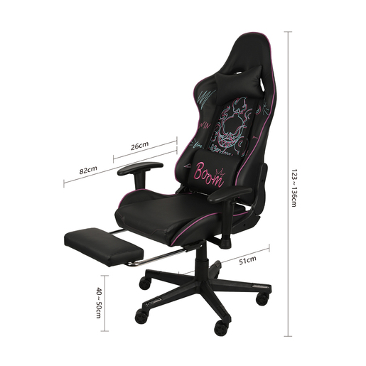 Silla Gamer con Dibujos 4Tune Cuero Sintético Negro