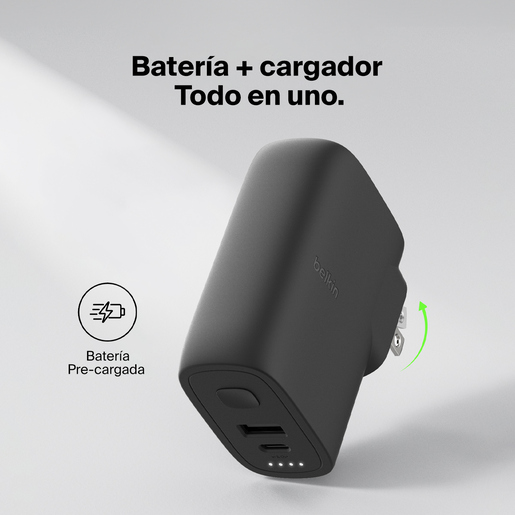 Cargador de Pared Híbrido Belkin 2 puertos más Power Bank 5000 mAh Negro