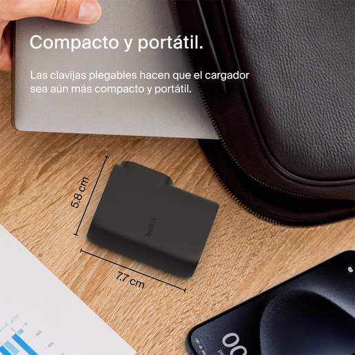 Cargador de Pared Híbrido Belkin 2 puertos más Power Bank 5000 mAh Negro